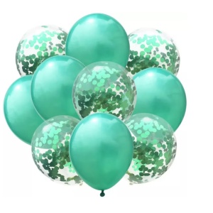 Set 10 Baloane din Latex, Flippy, Model Party Confetti, 5 x Confetti, 5 x Turcoaz, 25 cm, 2.2g - Img 6