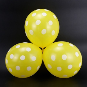 Set 10 Baloane din Latex, Flippy, Model Party cu Buline si Simple, 30 cm, Galben, 2.8 g - Img 4