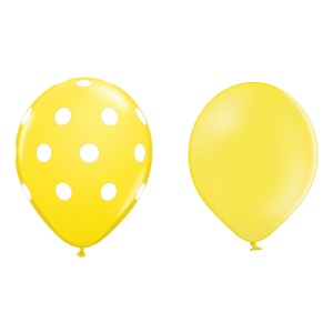 Set 10 Baloane din Latex, Flippy, Model Party cu Buline si Simple, 30 cm, Galben, 2.8 g - Img 1