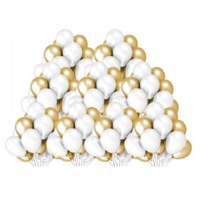 Set 10 Baloane din Latex Metalizate, Flippy, Model Party, 5x Alb, 5x Nude, 23 cm, 2.2 g - Img 2