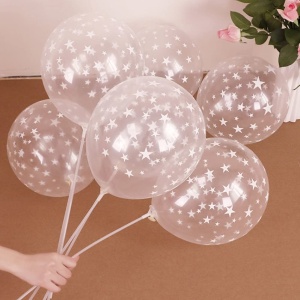 Set 10 Baloane din Latex Transparente, Flippy, Model Party, 30 cm, Stelute Albe, 2.8 g - Img 8