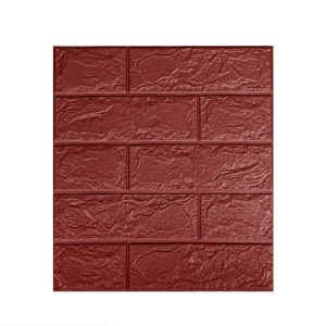 Set 10 Placi Tapet 3D, Flippy, 35 x 38 cm, Grosime 3 mm, din Polietilena, Model Caramida, Suprafata acoperita 1.33 mp, Maro - Img 1