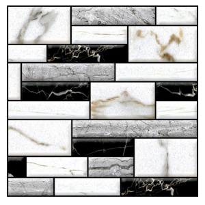 Set 10 x Placi Tapet Autocolant 3D cu Imitatie de Marmura, pentru Perete Bucatarie Sufragerie, Usor de Curatat, Rezistent la Apa, Autoadeziv, 30x30 cm, Alb Negru