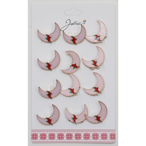 Set 12 Brose Martisor pentru Copii Semiluna Roz cu Trandafiri