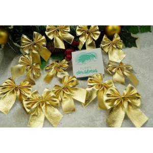 Set 12 fundite pentru brad, Aurii, 6 x 8 cm, din poliester, Flippy - Img 3