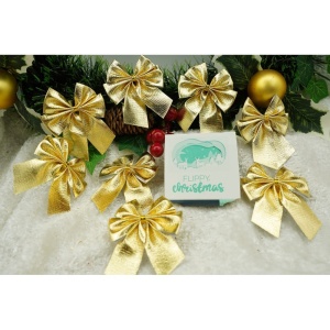 Set 12 fundite pentru brad, Aurii, 6 x 8 cm, din poliester, Flippy - Img 5