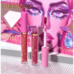 Set 12 Lip Gloss Kevin&Coco, nuante de rosu si rose, cutie dreptunghiulara, 26.5x16.5x2.2 cm, 200 g, multicolor - Img 4