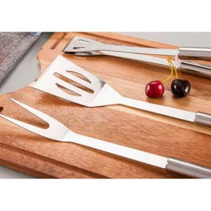 Set 14 Ustensile pentru Gratar cu Termometru, Flippy, din Otel Inoxidabil, Geanta Oxford, Argintiu - Img 11
