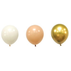 Set 16 Baloane din Latex Metalizate, Flippy, Model Party, 30 cm, Auriu, Bej Inchis si Deschis, 2.8 g - Img 2