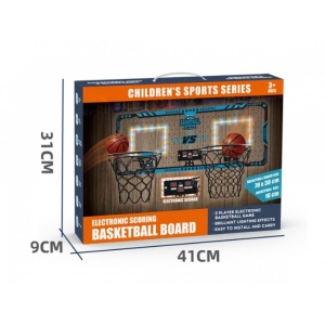 Set 2 Cosuri de Baschet pentru Copii, Flippy, cu Tablou de Bord Electronic, Pentru 2 Jucatori, Minge, Pompa, 2 Moduri, Interior/Exterior, Inel Metalic si Rabatabil cu Arc, Luminos, 60x31x6 cm, Multicolor - Img 5