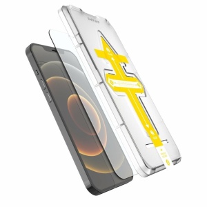 Set 2 folii sticla securizata cu sistem de montare usor si rapid Flippy compatibila cu Apple iPhone 12 Pro Max Transparent - Img 1