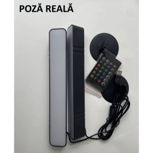 Set 2 Lampi de Birou, Flippy, RGB Colorat, 28 LED, Putere 5V, Telecomanda cu 24 de Taste, Cablu USB, Negru, 25.5x4x3.5cm - Img 10