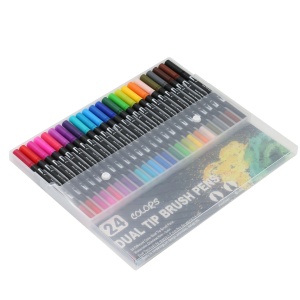 Set 24 Carioci, Flippy, pe Baza de Apa, 2 Tipuri de Varf, 1-2 mm, 0.4 mm, Corp Carioca Negru, din Plastic, Multicolor - Img 2
