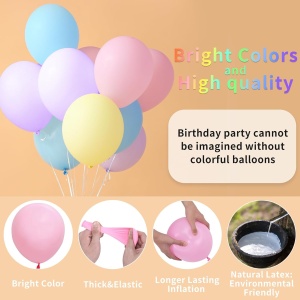 Set 25 Baloane din Latex, Flippy, Model Party, 13 cm, Multicolore, Culori Pale, 1 g - Img 5