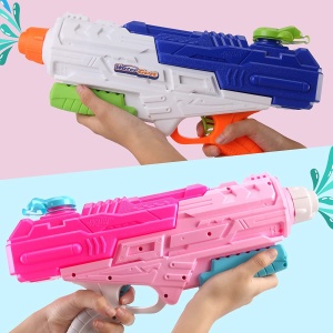 Set 2x Pistol cu Apa pentru Copii, Rezervor, Pentru Piscina/Plaja, Flippy, 6ani+, Roz + Albastru, 1200 ML - Img 7