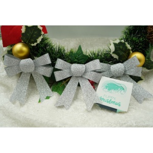 Set 3 fundite pentru brad, Argintii, cu sclipici, 10 x 11 cm, din poliester, Flippy - Img 4