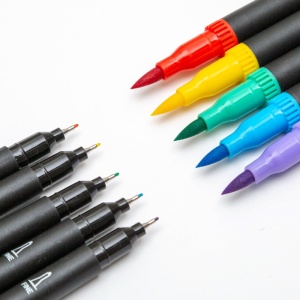 Set 36 Carioci, Flippy, pe Baza de Apa, 2 Tipuri de Varf, 1-2 mm, 0.4 mm, Corp Carioca Negru, din Plastic, Multicolor - Img 6