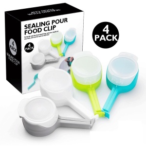 Set 4 cleme cu capac Flippy, pentru sigilare pungi alimente, material ABS, multicolor - Img 2