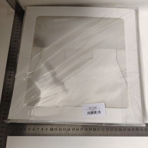 Set 4 Cutii pentru Baloane, Flippy, Model Simplu, Tematica Aniversare, Cuburi Decorative din Plastic, Accesorii pentru Petrecere, 30 x30 cm, Transparente Contur Alb - Img 5