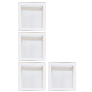 Set 4 Cutii pentru Baloane, Flippy, Model Simplu, Tematica Aniversare, Cuburi Decorative din Plastic, Accesorii pentru Petrecere, 30 x30 cm, Transparente Contur Alb - Img 1