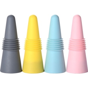 Set 4 dopuri reutilizabile din silicon Flippy, pentru sticle de vin, bautura, multicolor - Img 1