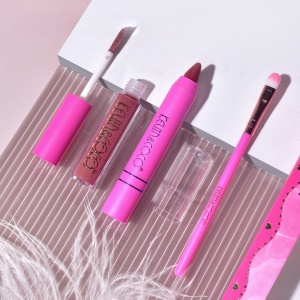 Set 4 Produse de Machiaj, KEVIN &amp; COCO, Pink Loving-heart Leopard Girl, 18 culori, 20.5 x 18.2 x 2.2 cm - Img 6