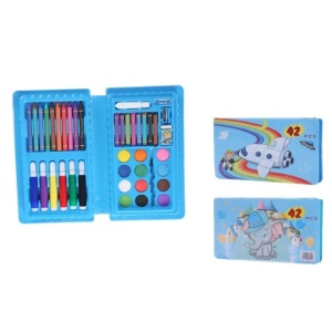 Set 42 Piese de Pictura si Desen, Flippy, Tip Penar, Model Elefant, 24.3 x 13 x 3 cm, Albastru - Img 3