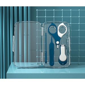Set 4in1 de Ingrijire Unghii pentru Bebelusi, Flippy, Cutie de Depozitare Transparenta, 0-6 Ani, 13.6x8x2 cm, Albastru Marin - Img 4