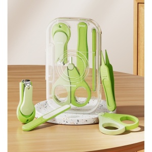 Set 4in1 de Ingrijire Unghii pentru Bebelusi, Flippy, Cutie de Depozitare Transparenta, 0-6 Ani, 13.6x8x2 cm, Verde - Img 2