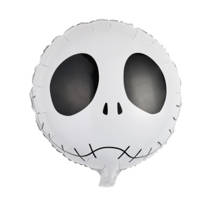 Set 5 Baloane din Folie Metalizata, Flippy, Figurine, Tema Halloween, Pai Inclus, Ambalaj Individual, Umflare cu Aer sau Heliu, Figurina Craniu 50.5x74 cm, Stelute si Cerculete 45 cm, Alb-Negru - Img 3