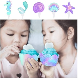 Set 6 Accesorii pentru Prajituri Sirena, Flippy, Colectia Mermaid, 22.7 x 8.7 cm, Multicolor - Img 2