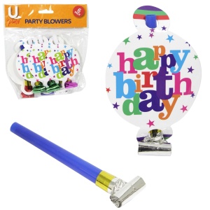 Set 6 Suflatori, Flippy, Colectia Happy Birthday, 19 x 11 cm, din Carton/Plastic/Hartie, Multicolor - Img 2