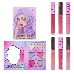 Set 8 Produse de Machiaj, KEVIN & COCO, Violet Fairy, 51 culori, 19.5 x 24.5 x 2.5 cm - Img 9