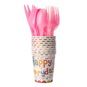 Set 9 Accesorii pentru Masa, Petrecere, Flippy, Model Happy Everyday, 78 buc, Multicolor - Img 7