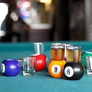 Set 9 pahare de shot Flippy, cu suport tip bila de biliard, detasabil, 30 ml, din sticla, 17 x 17 x 10 cm, multicolor - Img 7