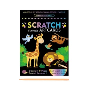 Set 9 Planse Razuibile, Flippy, Scratch ArtCards, +3 Ani, de Razuit si de Colorat, 19 x 14 cm, Model ZOO, Multicolor - Img 1