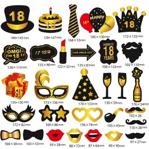 Set Accesorii pentru Petrecere, Flippy, Props pentru Coltul de Poze, pentru Majorat, Aniversare 18 Ani, Ochelari, Palarii, Mustata, Cravata, pentru Evenimente, Multicolor - Img 3