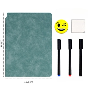 Set Agenda A5 Reutilizabila cu Pagini Tip Tabla, Agenda Pagini Albe cu Stergere Uscata, 3 Markere, 1 Burete și 1 Laveta de sters, Portabila, 24 x 16.5 cm, Coperta Piele, Verde - Img 5