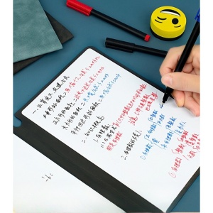 Set Agenda A5 Reutilizabila cu Pagini Tip Tabla, Agenda Pagini Albe cu Stergere Uscata, 3 Markere, 1 Burete și 1 Laveta de sters, Portabila, 24 x 16.5 cm, Coperta Piele, Albastru - Img 4