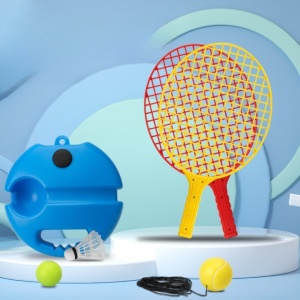 Set Badminton pentru Copii, Flippy, Doua Palete, Fluturas, 2 Mingi, Minge cu Elastic pentru Antrenament, Suport de Prindere Stabil, 40.5x23 cm, Rosu Galben - Img 8