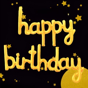 Set Baloane din Folie Metalizată, Flippy, Model Happy Birthday, 45x85 cm, 45x124cm, Baloane Party, Ambalaj Individual, Pai inclus, Umflare cu Aer sau Heliu, Gold - Img 3