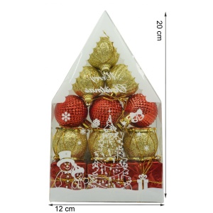 Set de 12 ornamente de brad, Flippy, de tip Glob, Rosu/ Auriu, din polistiren, cu finisaj sclipitor , cutie 4 cm adancime x 20 cm inaltime x 12 cm lungime) - Img 6