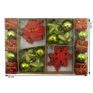 Set de 24 ornamente de brad, Flippy, de tip Glob, Rosu/ Auriu, din polistiren, cu finisaj sclipitor , cutie 3 cm adancime x 20 cm lungime x 14 cm inaltime - Img 6