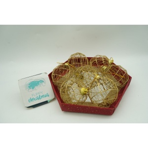 Set de 28 ornamente de brad, Flippy, de tip Glob, Rosu/ Auriu, din polistiren, cu finisaj sclipitor , cutie 18 cm adancime x 22 cm inaltime x 18 cm lungime) - Img 5