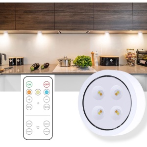 Set de 3 Lampi Led Flippy, Fara Fir, Cu Baterii, 3 Culori de Lumina, cu Telecomanda, din Plastic, Alb - Img 3