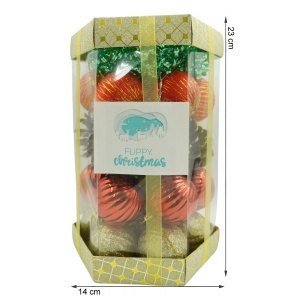 Set de 35 ornamente de brad, Flippy, de tip Glob, Multicolor, din polistiren, cu finisaj sclipitor , cutie 14 cm adancime x 23 cm inaltime x 14 cm lungime) - Img 6