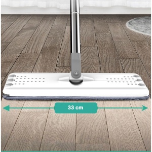 Set de curatenie Flippy, mop si galeata, galeata 5.7 l, 4 rezerve microfibra incluse, design modern, pentru interior, material plastic, peri sintetici, plat, cu storcere, alb - Img 7
