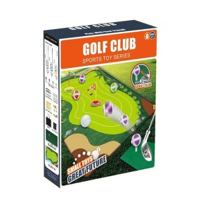 Set de Golf, Flippy, Interactiune Parinte-Copil, Covor de Golf, 140 x 98 cm, 4 Mingii cu Scai, 3 Crose Reglabile, Model A, +3 Ani, Multicolor - Img 1