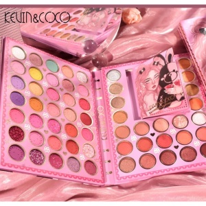 Set farduri 2 in 1 Kevin&Coco, paleta 62 nuante, mini paleta iluminator tip carte, rezistenta ridicata, 22 x 17 cm, 430 g, multicolor - Img 2