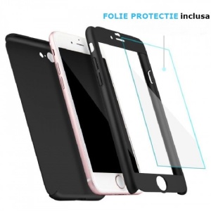 Set Husa si Folie de Protectie, Flippy, Compatibila cu Apple iPhone X, Full Cover 360°, Plastic + Sticla, Negru - Img 20